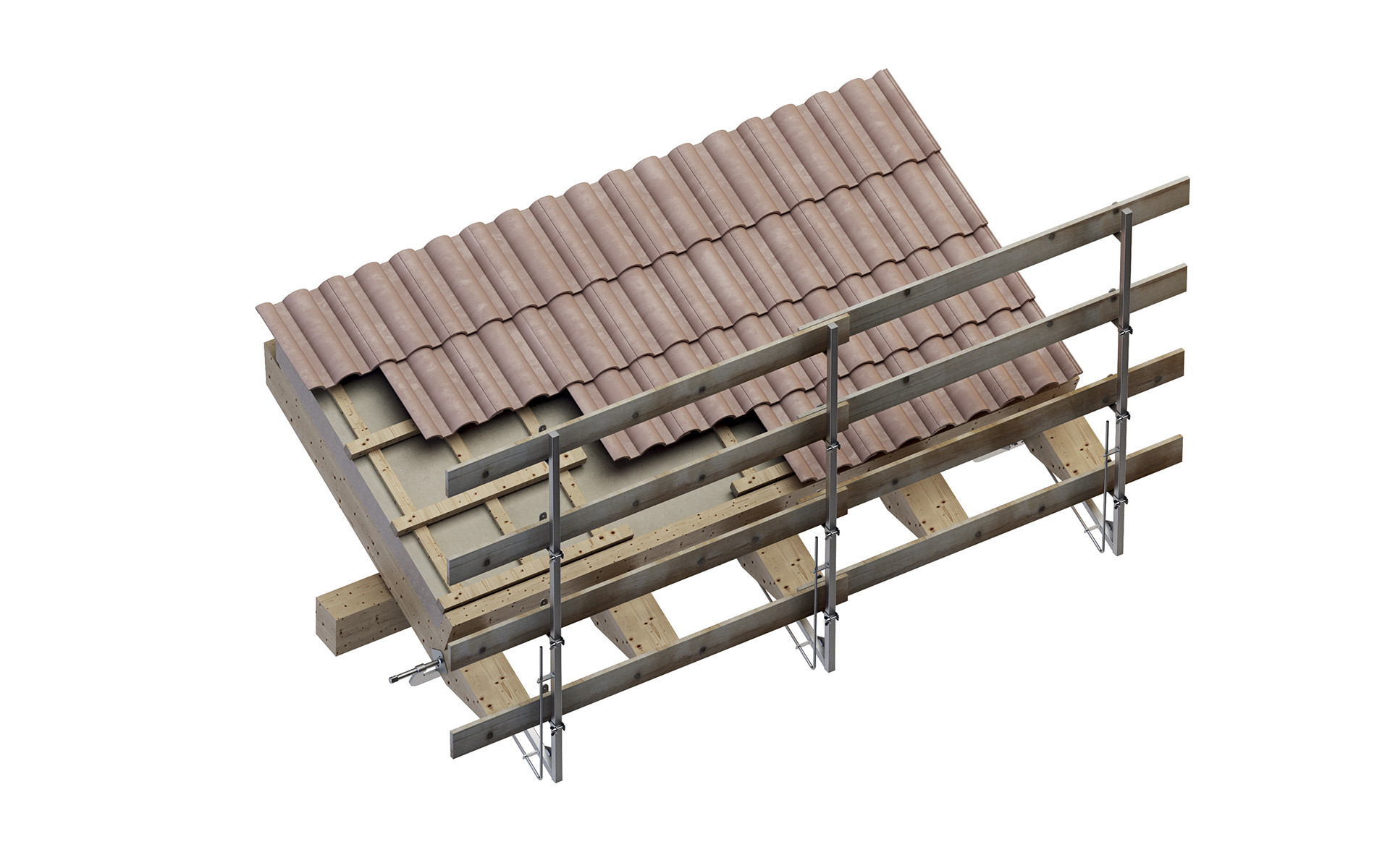 EDGE TEMP temporary guardrail protecting an exposed roof edge 